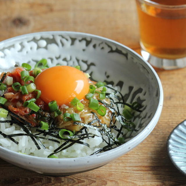 簡単1分丼ぶり★なめたけキムチ丼