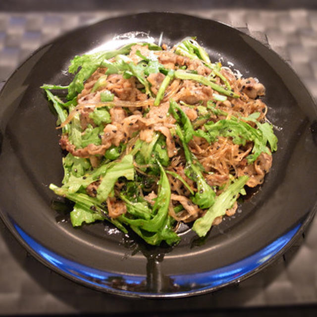 牛肉と春菊と春雨のあえもの