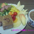 Good－morning Kyonのアーモンドチョコケーキ＆フルーツ盛りもり～＆野菜もり～じゃよ