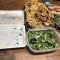 天ぷらと刺身の晩ご飯