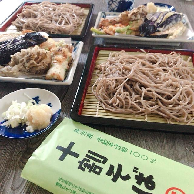 オーガニック全粒粉の十割蕎麦で天ざる♪