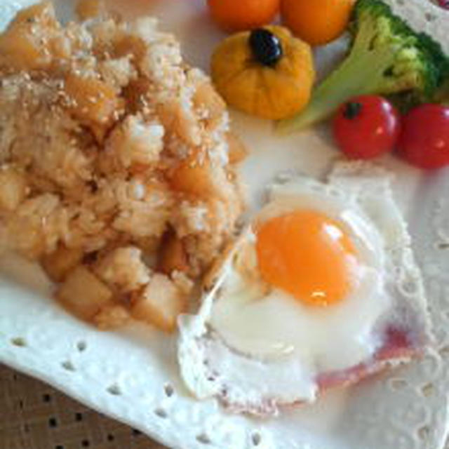 冷ご飯で長いもの炊き込み風。　“レンジで完成”