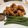 鶏の唐揚げと花椒塩 & チャイニーズオクラの煮物　　12・17・2012