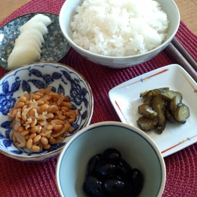 ３日めの朝ご飯は、切り干し大根納豆