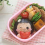 バレンタイン　ハートを抱えた女の子のお弁当＊過去のバレンタインキャラ弁