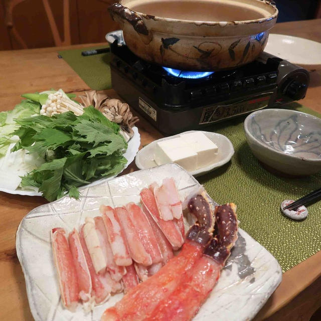 ちょっとだけ涼しくなってきたので”蟹しゃぶ”の晩ご飯と　タマスダレの花♪