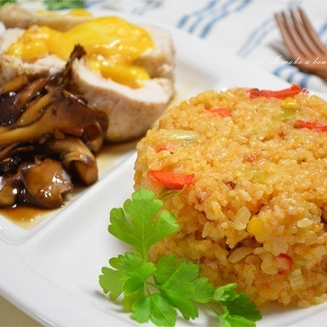 失敗チーズチキンでワンプレートの晩ご飯☆