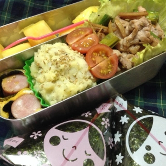 今日は、移動が多い予定。アスパラと豚肉の生姜炒め弁当！