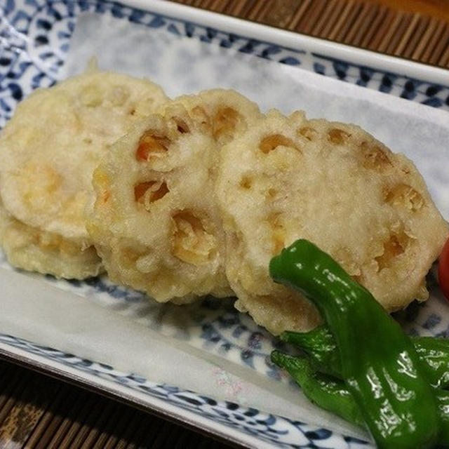 レシピ付き献立　れんこんのはさみ揚げ・枝豆ご飯・鶏と里芋の含め煮・めの葉豆腐・ほうれん草のお浸し