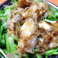だし✖️オイル！鰹節衣の電子レンジで唐揚げ風で野菜モリモリ食べれる激ウマサラダレシピ