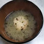 椀もの 鶏のつくねとあおさの白味噌仕立て 【 #味噌汁 #つくね #あおさ 】