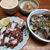 たこぶつとあさりの酒蒸し。ぶっかけ素麺と散らし寿司