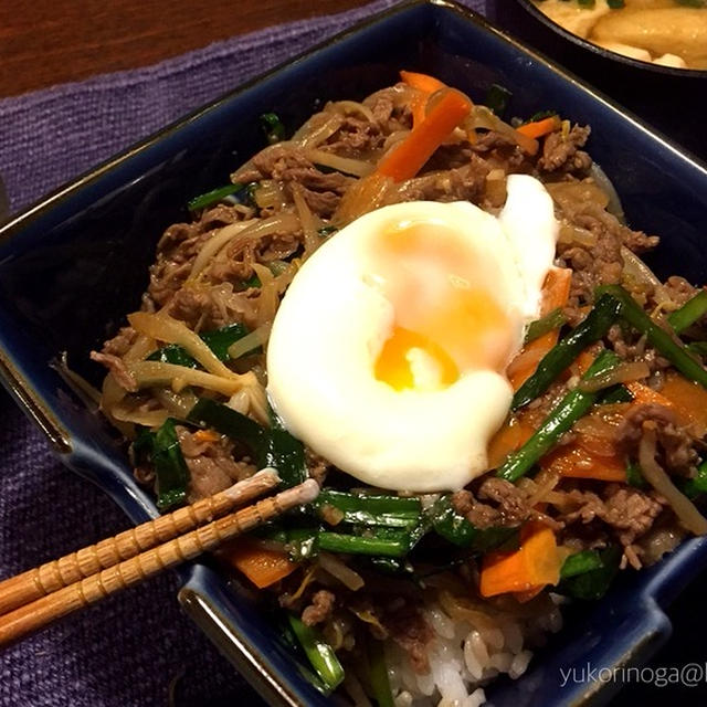 プルプル、プルコギ丼でスタミナあ〜っぷと息子列伝