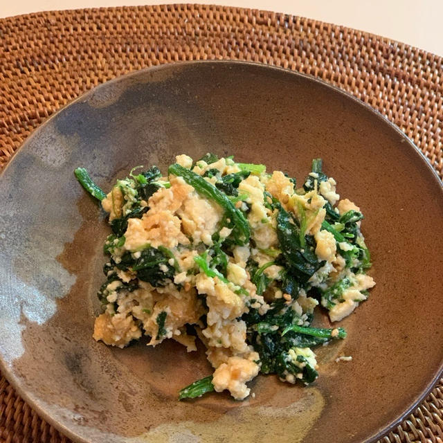 ほうれん草と厚揚げの醤油味噌白和え☆彡