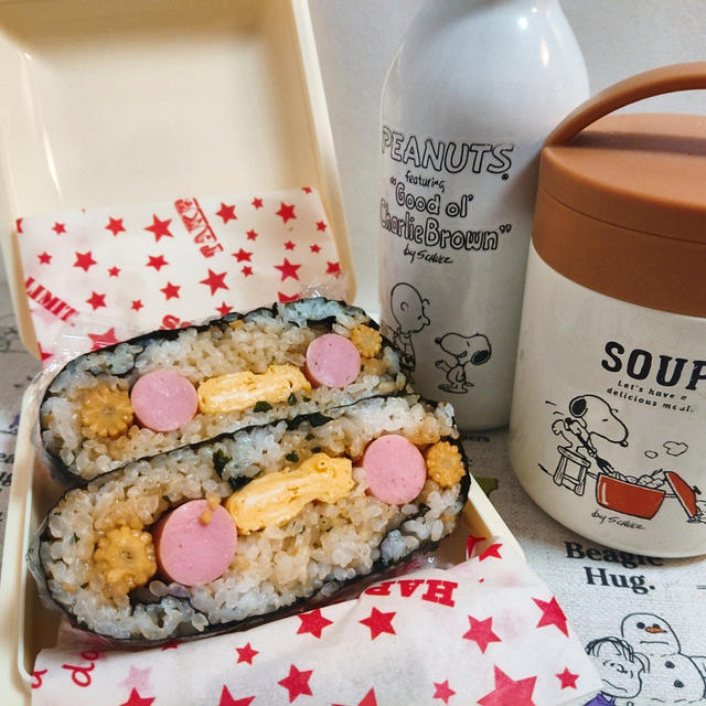 魚ニソとたまご焼きのおにぎらず弁当〖おにぎりだけのお弁当〗