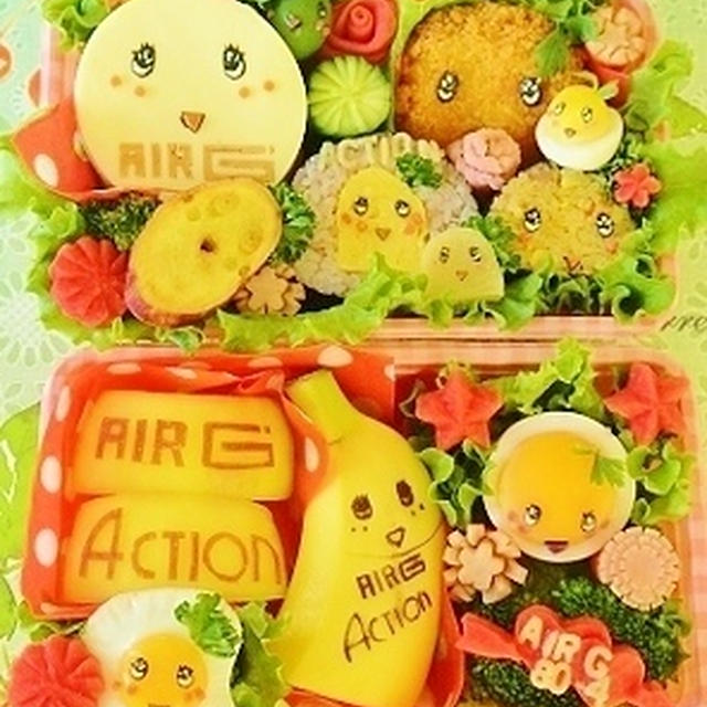 ふなっしー目玉焼きに半熟卵2段目＆AIR-G'リンゴ☆