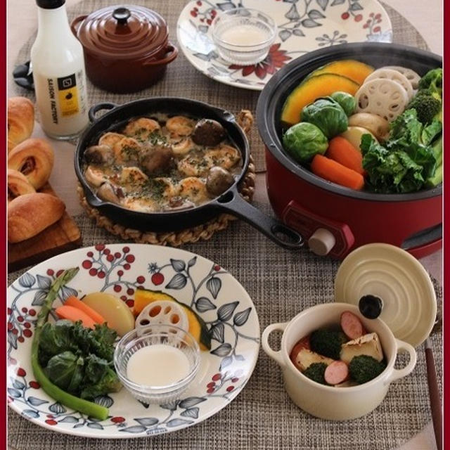 温野菜サラダ！アヒージョ！とパン色々♪