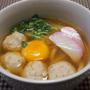 月見鶏団子うどん   #本日のおうちごはん