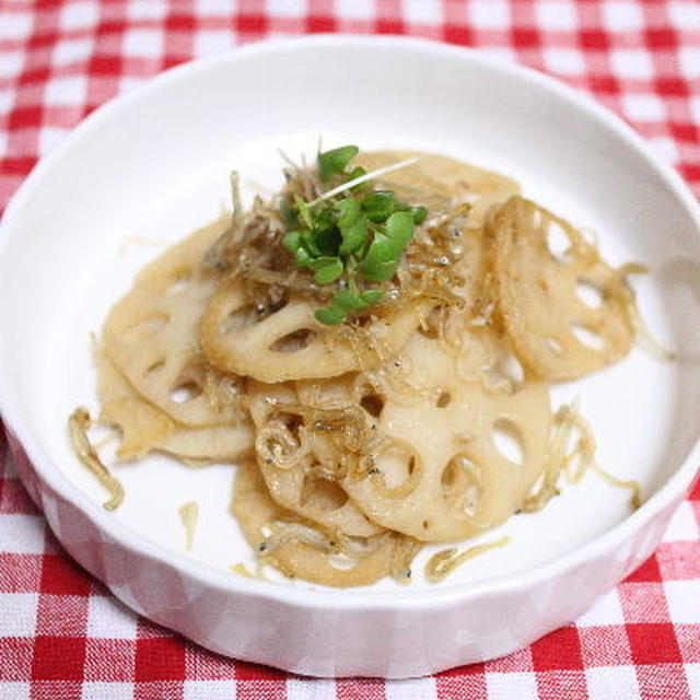 レンコンとじゃこの煮物　レシピ