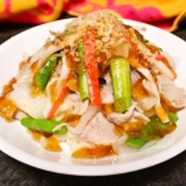 4月3日　アスパラと豚肉のジュレそうめん
