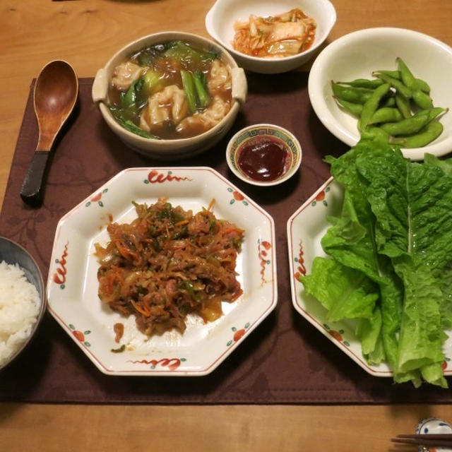 サンチュを食べよう！プルコギの晩ご飯♪　と　１０月の家庭菜園♪