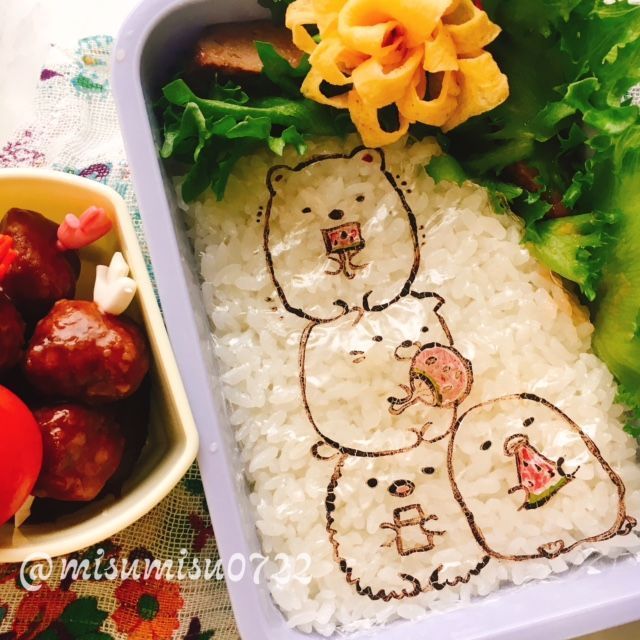 初めてのオブラートアートですみっコぐらし弁当