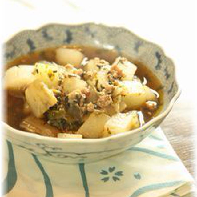 大根のキムチ海苔煮。　と献立。