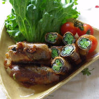 豚肉のいんげん海苔巻き 梅照焼き、とお弁当