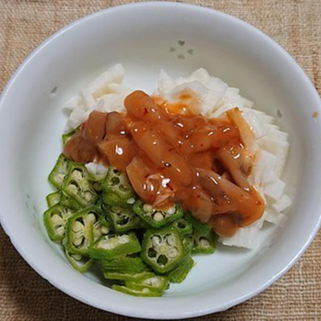 長芋とオクラとイカの塩辛の小鉢 By 仁平さん レシピブログ 料理ブログのレシピ満載