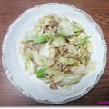 キャベツと豚コマのにんにく醤油糀炒め　固めキャベツは一度蒸すのがコツ