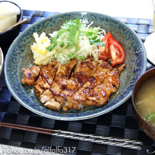 鶏むね肉のしょうが焼き定食・レシピ