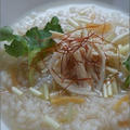七草粥にちなんで♪貝柱ホタテの中華粥の簡単レシピ。