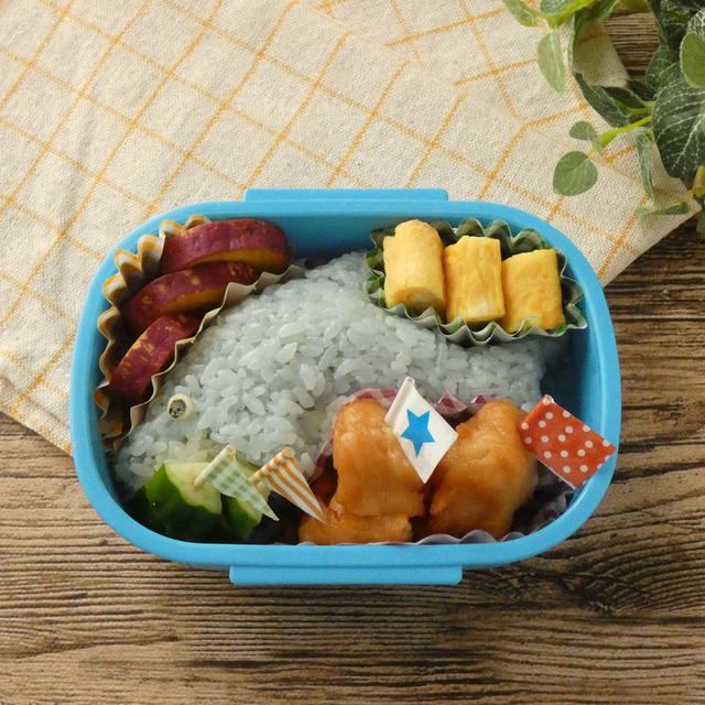 5歳次男の遠足弁当～「イルカのデコおにぎり弁当」