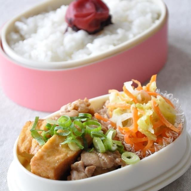 味付けは焼き肉のたれにおまかせ！“豚こまと厚揚げのスタミナ炒め”10分節約弁当