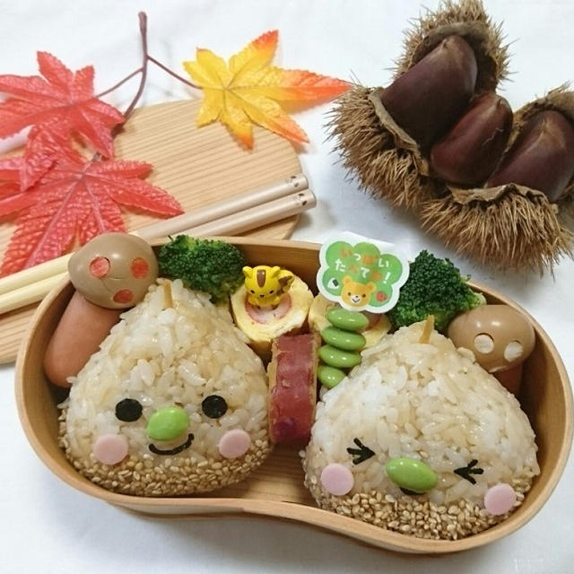 かき醤油ごはんでおにぎり栗坊やのおにぎり弁当醤油風味 ごまで美味しさ倍増です(*...