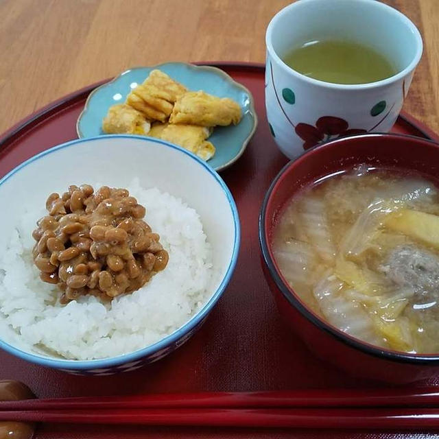 卵焼きと納豆ご飯