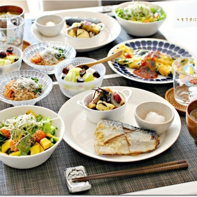 旬のさば塩焼き・鉄分摂取を意識したおかず　20日の朝ごはん