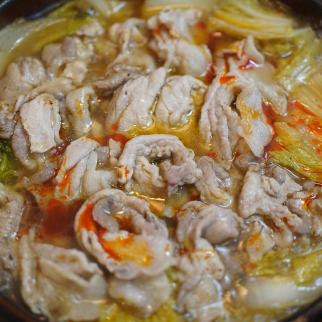 白菜と豚肉の、ぶち込み系中華鍋