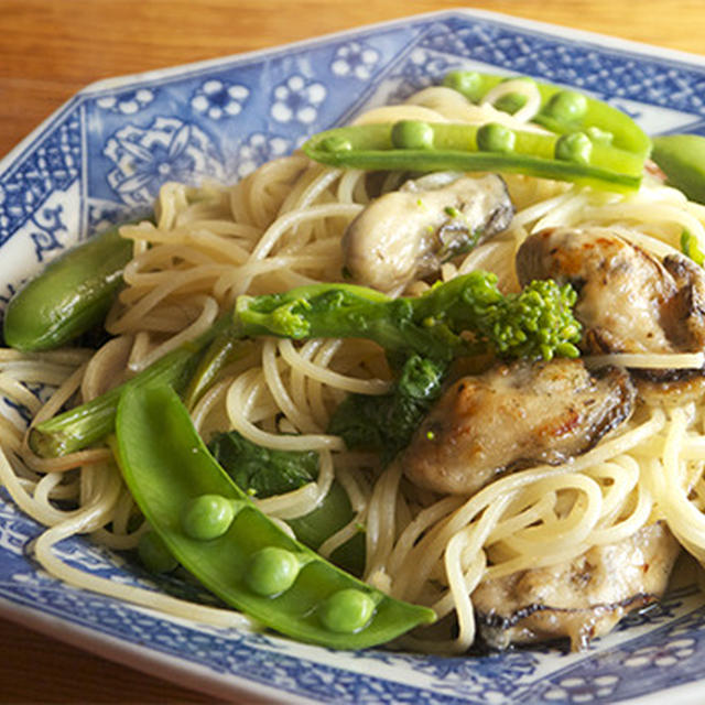 牡蠣と春野菜のパスタ