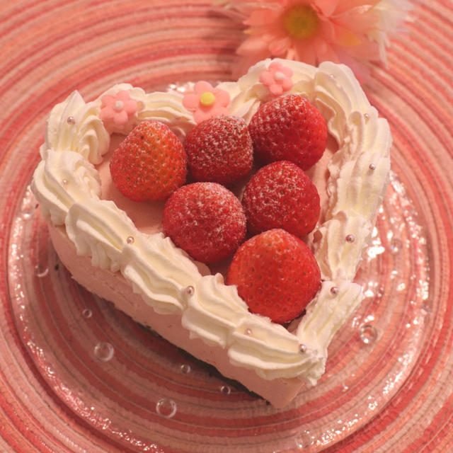 可愛いストロベリーレアチーズケーキ～桜とポロン
