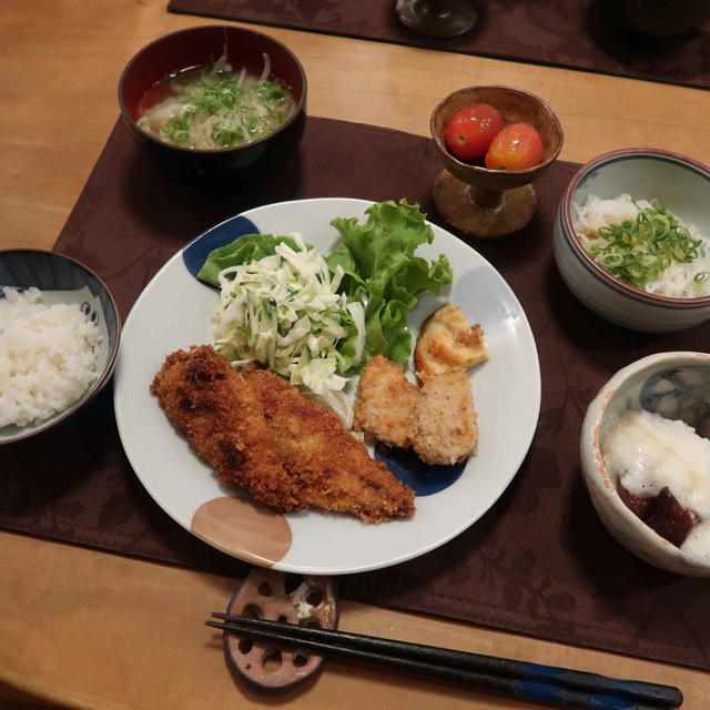 鯵フライと”素麺みたいな豆腐麺”の晩ご飯　と　小さな花たち♪