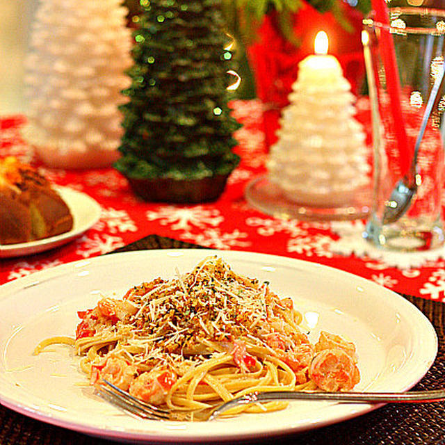 Shrimp Vodka Pasta + Bread Crumb