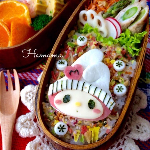 キャラ弁 冬帽子をかぶったマイメロの作り方 Ekoちゃんからの素敵便 By Haママさん レシピブログ 料理ブログのレシピ満載