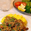 ちょっとカフェ風♡ほうれん草とひき肉のドライカレー定食