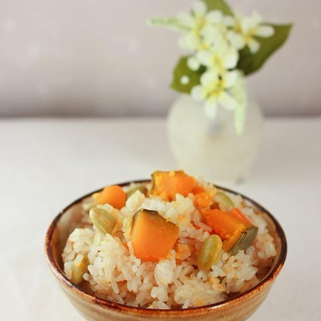 海の精の「炊き込みごはんの味」で南瓜と人参と枝豆の炊き込みごはんと夜中の地震のこと＾＾；