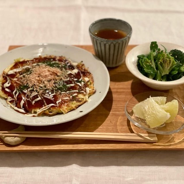 ひとりごはんのお好み焼きセットの夜ごはん