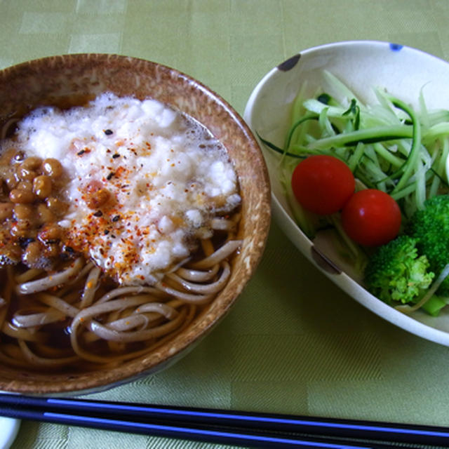 梅とろろ&納豆蕎麦!! (温・冷)