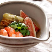 季節の汁椀・・・茄子と無花果の和風餡かけ♪