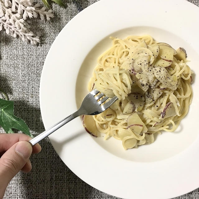 さつまいもの豆乳クリームソースパスタの作り方