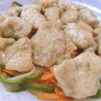 肉と野菜にソースしみしみ☆　鶏むね肉でレモンソテー　南蛮漬け風♪